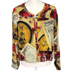 Jams World Tosca Lined Jacket Womens XL Multicolor Button Front Rayon Vintage